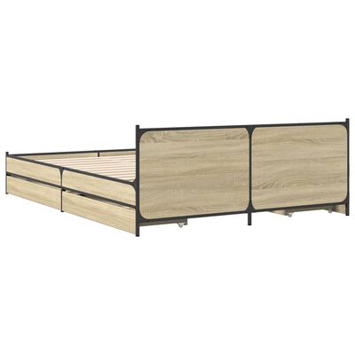 vidaXL Giroletto Cassetti Rovere Sonoma 140x190 cm Legno Multistrato