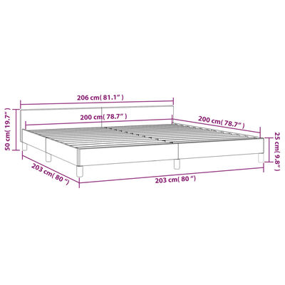 vidaXL Giroletto senza Materasso Grigio Scuro 200x200 cm Tessuto