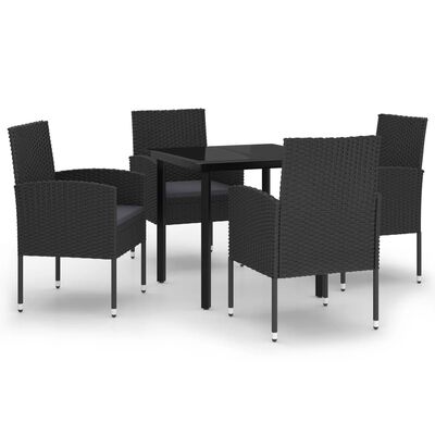 vidaXL Set da Pranzo da Giardino 5 pz Nero