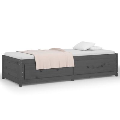 vidaXL Dormeuse Grigia 90x190 cm Single in Legno Massello di Pino