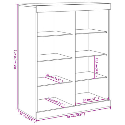 vidaXL Credenza con Luci LED Nera 81x37x100 cm