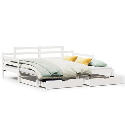 vidaXL Dormeuse Letto Estraibile e Cassetti Bianca 80x200cm Legno Pino