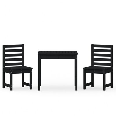 vidaXL Set da Bistrot da Giardino 3 pz Nero in Legno Massello di Pino