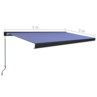 vidaXL Tenda a Cassonetto Manuale 500x300 cm Blu e Bianca