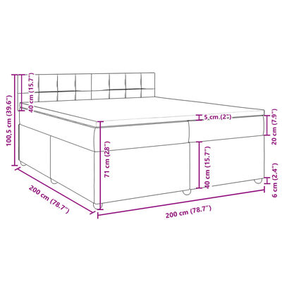 vidaXL Giroletto a Molle con Materasso Grigio Scuro 200x200 cm Tessuto