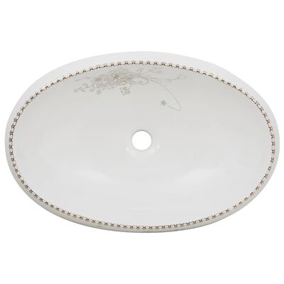 vidaXL Lavabo da Appoggio Bianco Ovale 59x40x15 cm Ceramica