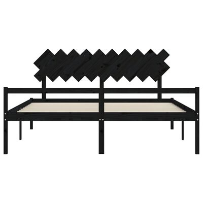 vidaXL Letto per Anziani con Testiera Nero 200x200 cm Legno Massello