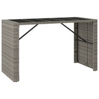 vidaXL Tavolo da Bar con Piano in Vetro Grigio 185x80x110cm Polyrattan