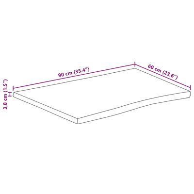 vidaXL Piano Tavolo 90x60x3,8 cm Rettangolare Legno Acacia Bordi Vivi