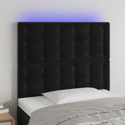 vidaXL Testiera a LED nero 90x5x118/128 cm in Velluto