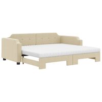 vidaXL Divano Letto Estraibile con Materassi Crema 80x200 cm Tessuto