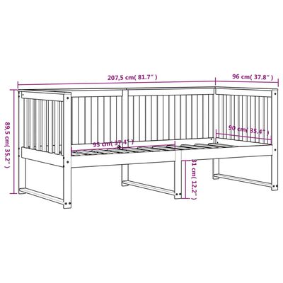 vidaXL Dormeuse senza Materasso Bianca 90x200 cm Legno Massello Pino