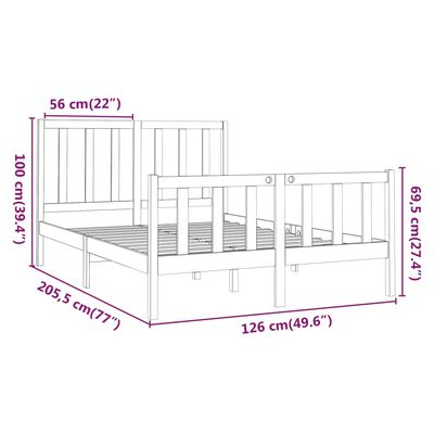 vidaXL Giroletto Nero in Legno Massello di Pino 120x200 cm