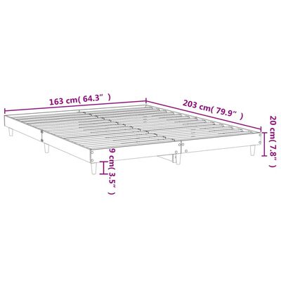 vidaXL Giroletto senza Materasso Rovere Sonoma 160x200cm in Truciolato