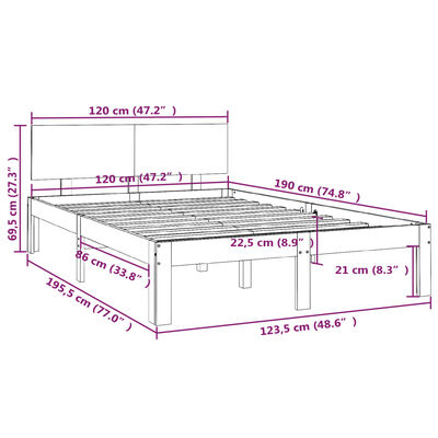 vidaXL Giroletto Ambra in Legno Massello 120x190 cm Small Double