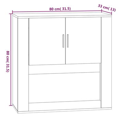 vidaXL Mobile a Parete Bianco 80x33x80 cm in Legno Multistrato