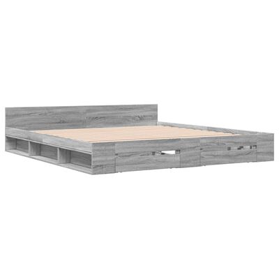 vidaXL Giroletto Cassetti Grigio Sonoma 180x200 cm Legno Multistrato