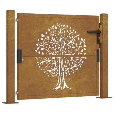 vidaXL Cancello da Giardino 105x105 cm in Acciaio Corten Design Albero