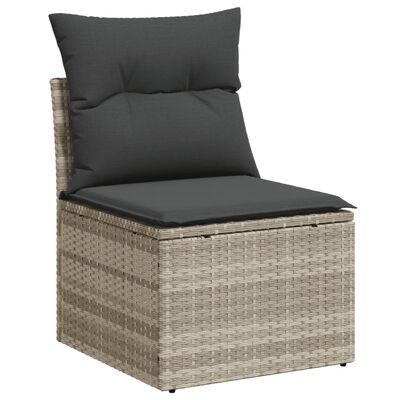 vidaXL Set Divani da Giardino 7pz con Cuscini Grigio Chiaro Polyrattan