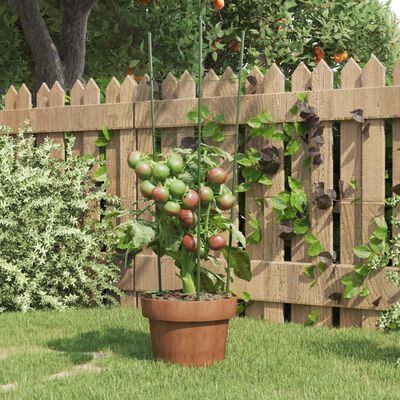 vidaXL Supporti Piante da Giardino con 3 Anelli 5pz Verde 60cm Acciaio