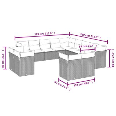 vidaXL Set Divani da Giardino 13 pz con Cuscini Marrone in Polyrattan