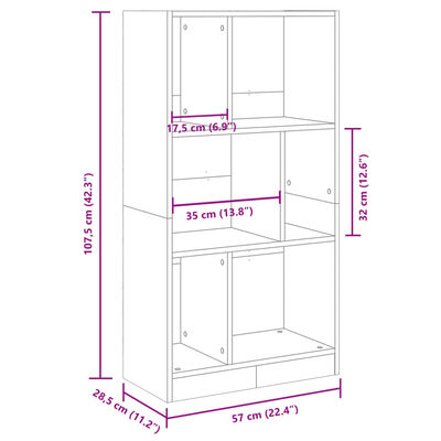 vidaXL Libreria Rovere Sonoma 57x28,5x107,5 cm in Legno Multistrato