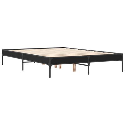 vidaXL Giroletto Nero 135x190 cm in Legno Multistrato e Metallo