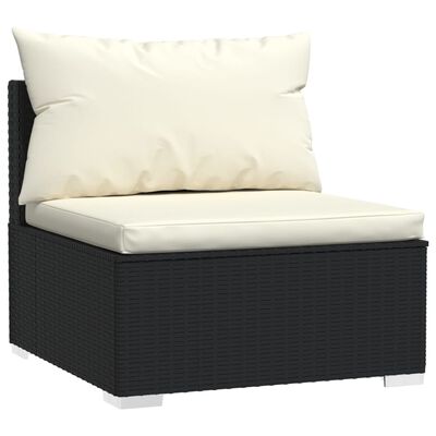 vidaXL Set Divani da Giardino 11 pz con Cuscini in Polyrattan Nero