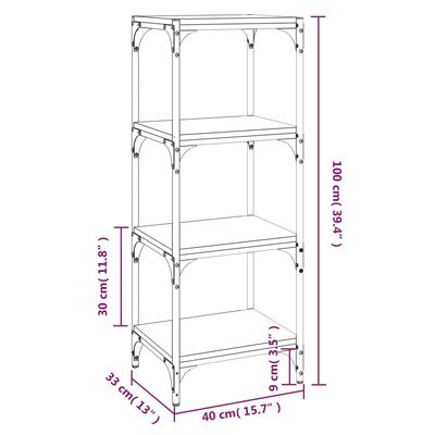 vidaXL Libreria grigio sonoma 40x33x100 cm Legno Multistrato e Acciaio