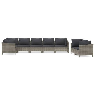 vidaXL Set Divani da Giardino 8 pz con Cuscini in Polyrattan Grigio