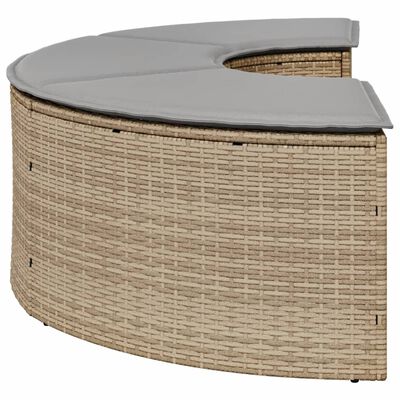 vidaXL Poggiapiedi da Giardino con Cuscino Beige in Polyrattan