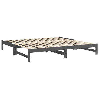 vidaXL Dormeuse Estraibile Grigia 2x(90x200) cm Legno Massello di Pino