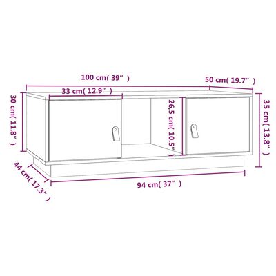 vidaXL Tavolino da Salotto Grigio 100x50x35 cm Legno Massello di Pino