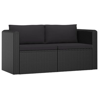 vidaXL Set Divani da Giardino 9 pz con Cuscini in Polyrattan Nero