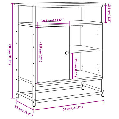 vidaXL Credenza Nera 69x35x80 cm in Legno Multistrato