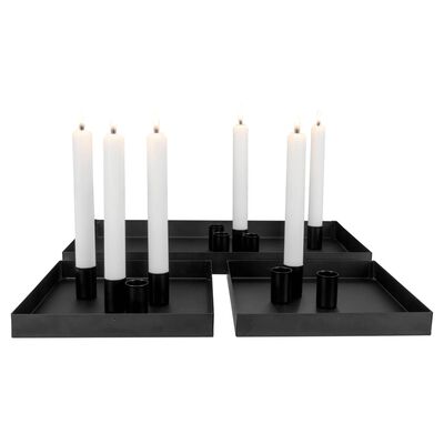 House Nordic Vassoio 3 pz Helena con Porta Candele Nero