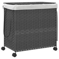 vidaXL Cesto Portabiancheria con Ruote Grigio 60x35x60,5 cm Rattan