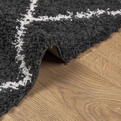 vidaXL Tappeto Shaggy PAMPLONA a Pelo Lungo Nero e Crema 200x200 cm