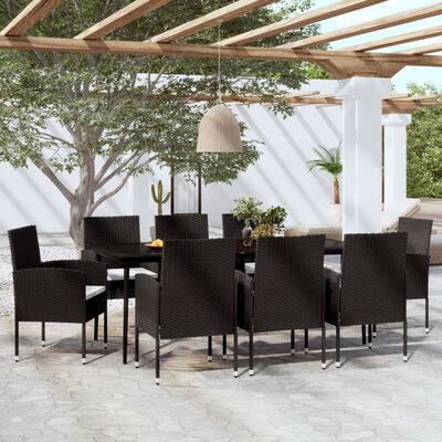 vidaXL Set da Pranzo da Giardino 9 pz Nero