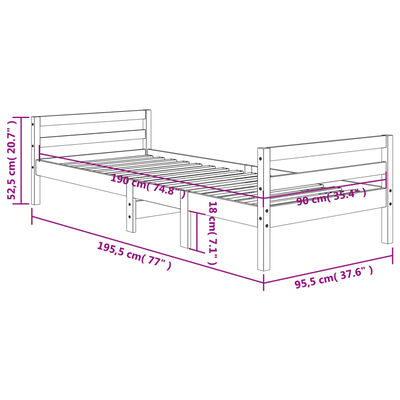 vidaXL Letto senza Materasso Marrone Cera 90x190 cm in Legno di Pino