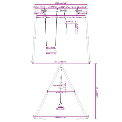 vidaXL Set Gioco da Esterno con Altalena e Trapezio