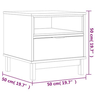 vidaXL Tavolino FLAM 50x50x50 cm in Legno Massello di Pino