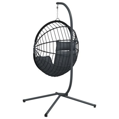 vidaXL Sedia a Uovo Sospesa con Supporto Antracite Polyrattan/Acciaio