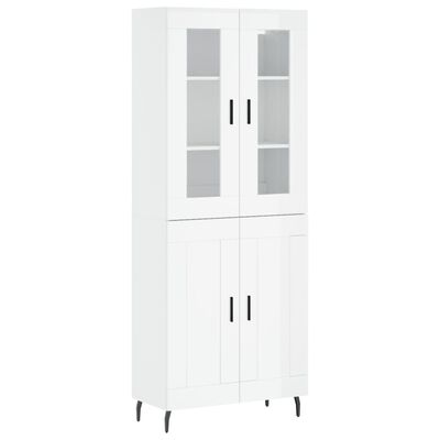 vidaXL Credenza Bianco Lucido 69,5x34x180 cm in Legno Multistrato