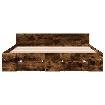 vidaXL Giroletto con Cassetti Rovere Fumo 140x190 cm Legno Multistrato