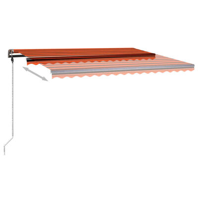 vidaXL Tenda da Sole Retrattile Manuale LED 450x350 cm Arancio Marrone