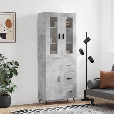 vidaXL Credenza Grigio Cemento 69,5x34x180 cm in Legno Multistrato