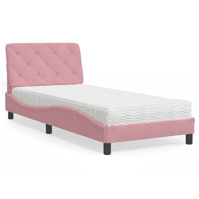 vidaXL Letto con Materasso Rosa 80x200 cm in Velluto