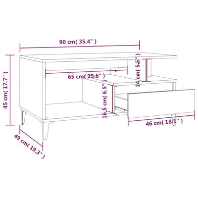 vidaXL Tavolino da Salotto Nero 90x49x45 cm in Legno Multistrato