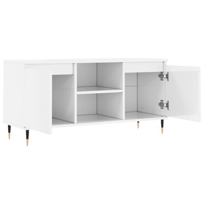 vidaXL Mobile Porta TV Bianco Lucido 104x35x50 cm in Legno Multistrato